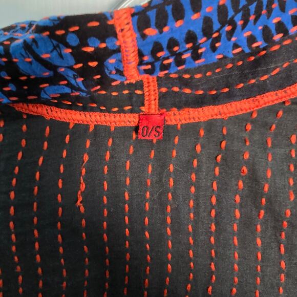 Mieko Mintz Short Kantha Open Kimono Jacket Reversible Lagenlook OS - Picture 7 of 8